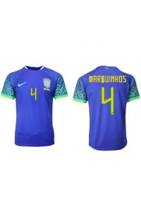 Brasil Marquinhos #4 Fotballdrakt Borte Klær VM 2022 Korte ermer